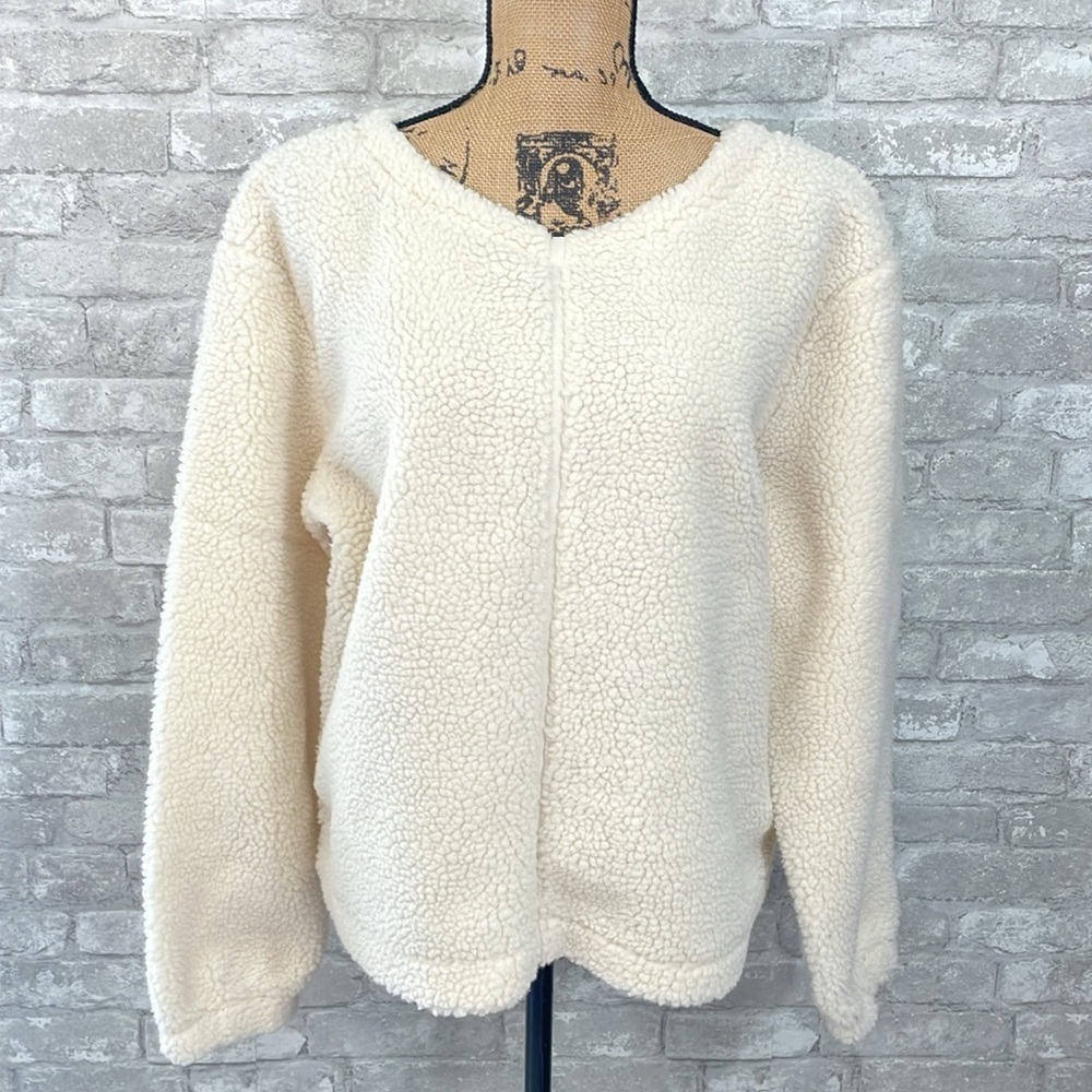Prologue Cream Boxy Sherpa Pullover